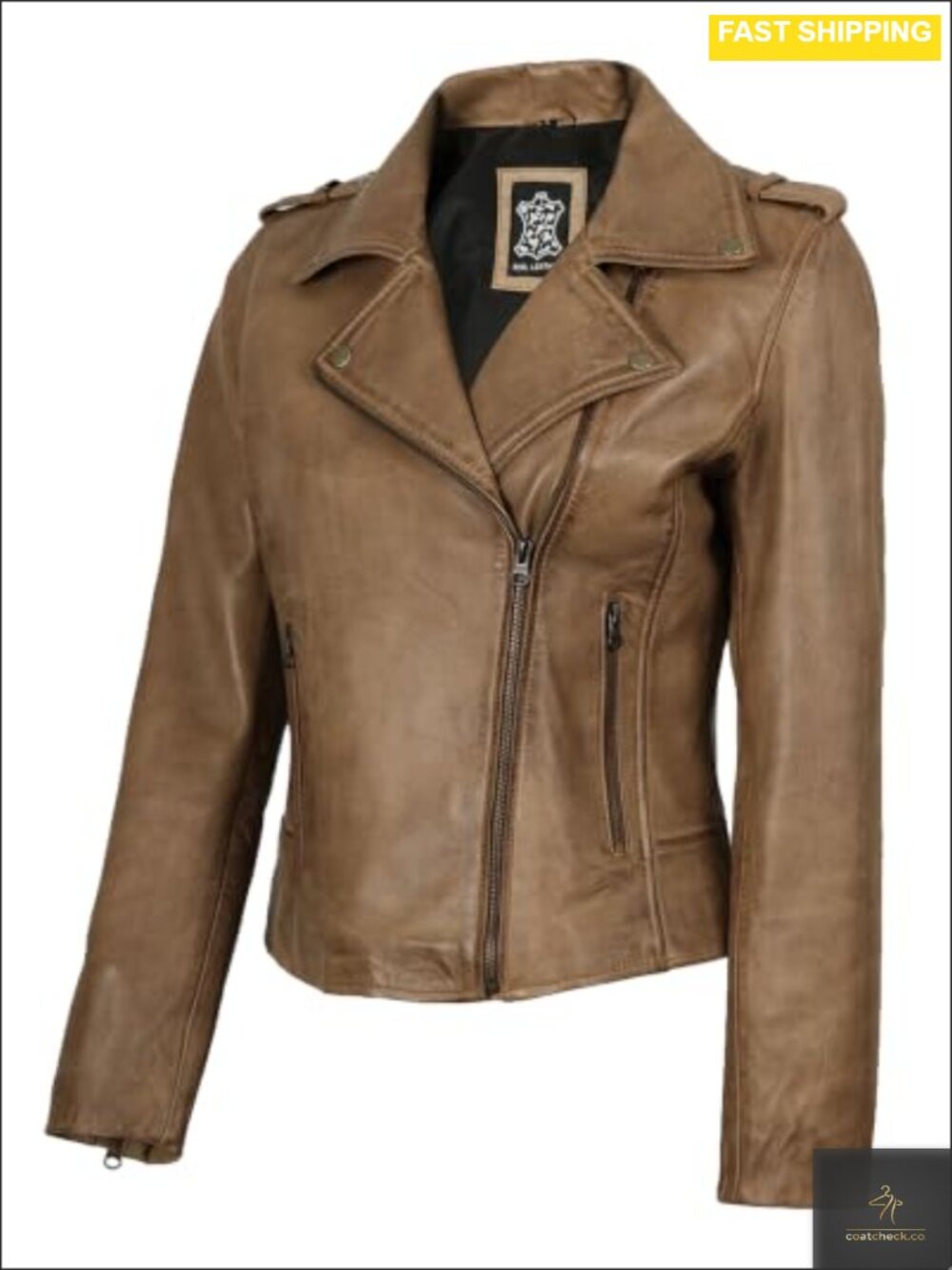 Real Lambskin Asymmetrical Leather Jacket Women Moto